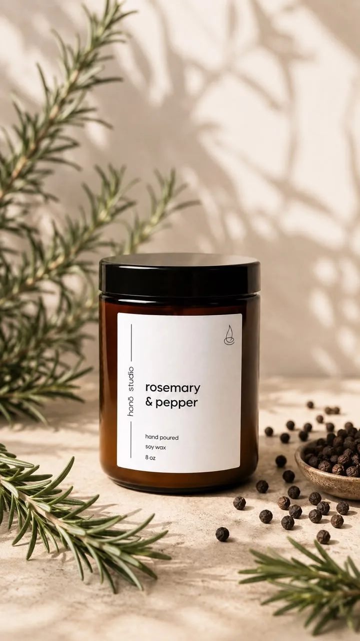vela rosemary & pepper, aroma herbal y especiado